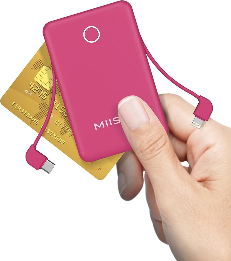 miisso 6000mah Ultra Slim Built in Cables Power Bank, Card Size Built in USB C - Image 9