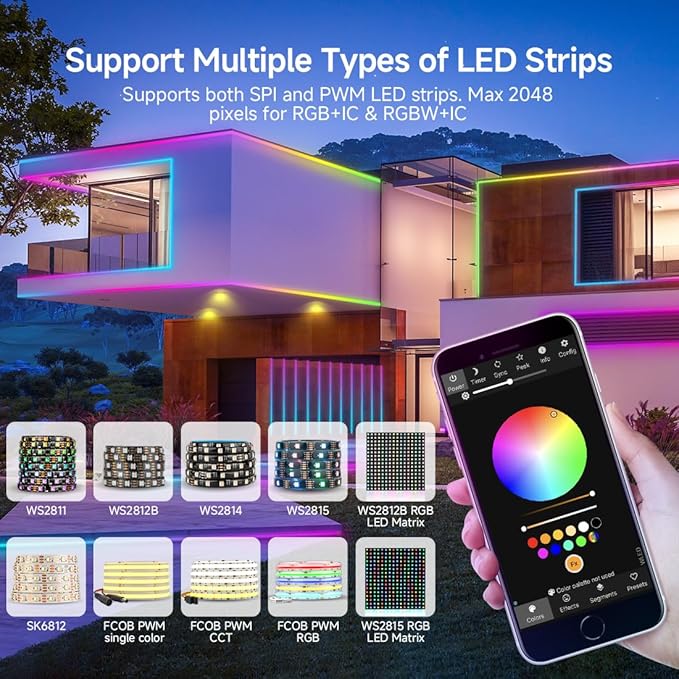 BTF-LIGHTING ESP32 WLED LED Strip Controller SP803E Built-in Mic DIY Dynamic - Image 4