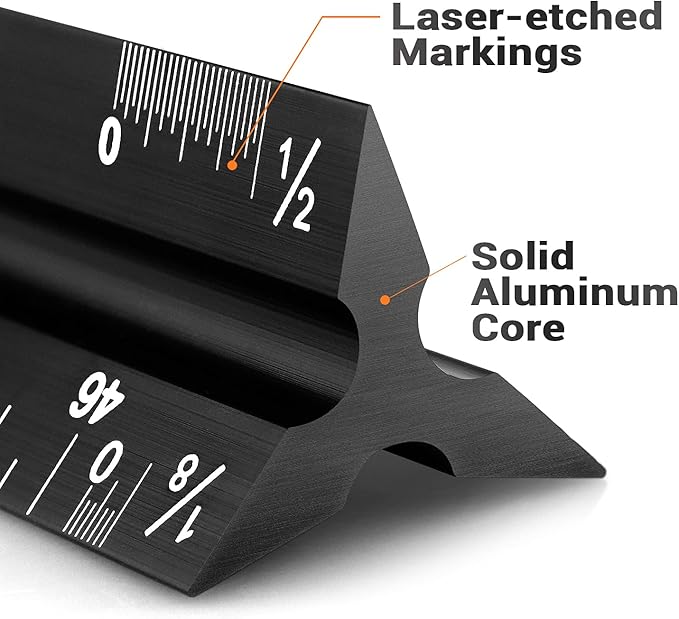 12" Architectural Scale Ruler Aluminum Architect Scale Triangular Scale Ruler - Image 4