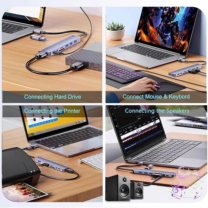USB C Hub USB Hub 3.0, VIENON Aluminum 8 in 1 USB Extender - Image 7