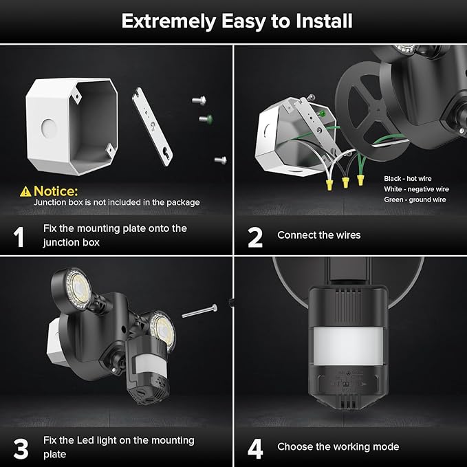 SANSI 25W 3000LM Motion Sensor Outdoor Security Lights, 5000K Daylight - Image 8