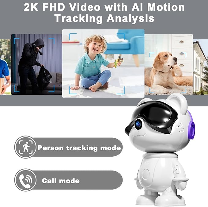 Dzcctvipc-Cute Bear-2K Wireless-Smart Robot-Home Security - Image 3