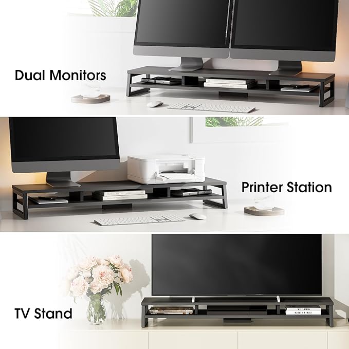 Fenge Dual Monitor Stand for Desk, 42.5in Large Monitor Riser for 2 Monitors - Image 7