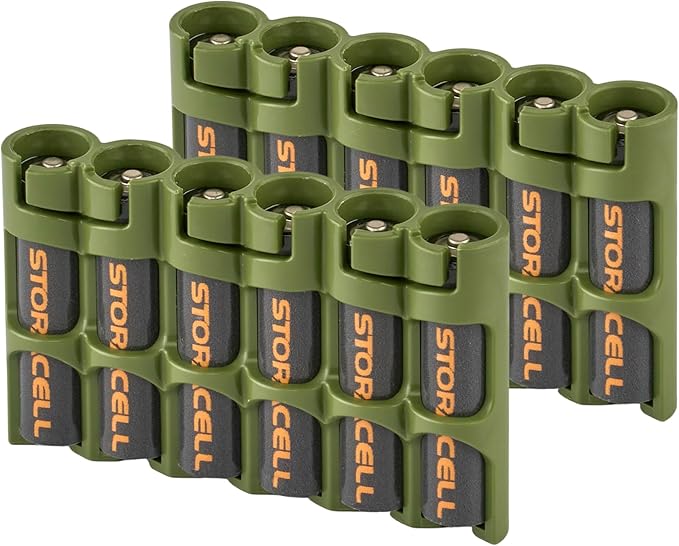 Storacell Slimline AAA-6 Battery Storage Caddy and Dispenser, Military Green by Storacell
