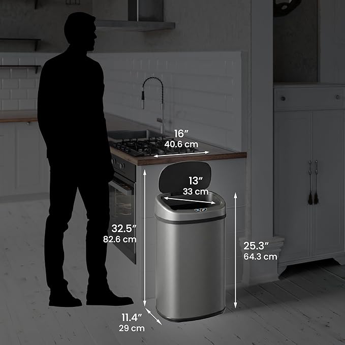iTouchless 13 Gallon Oval Sensor Trash Can - Image 6