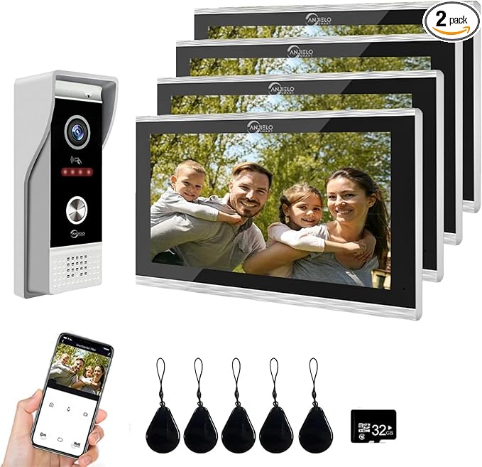 Wired Smart Video Apartments Intercom System, 10 Inch Monitors by ANJIELOSMART