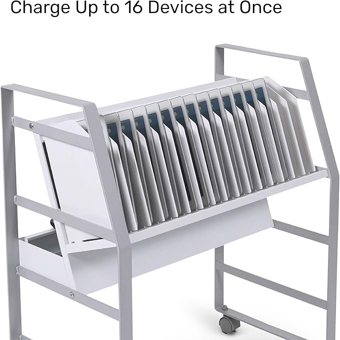 Line Leader 16-Device Mobile Charging Station | Steel Rolling Cart - Image 2