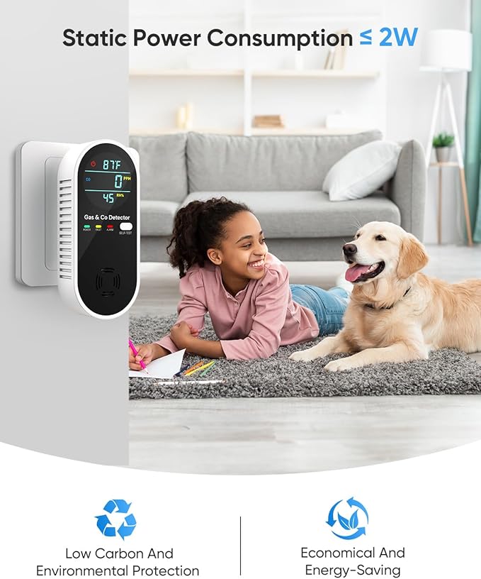 Vilfet Carbon Monoxide Detectors & Natural Gas Detector, 4-in-1 Carbon Monoxide - Image 3