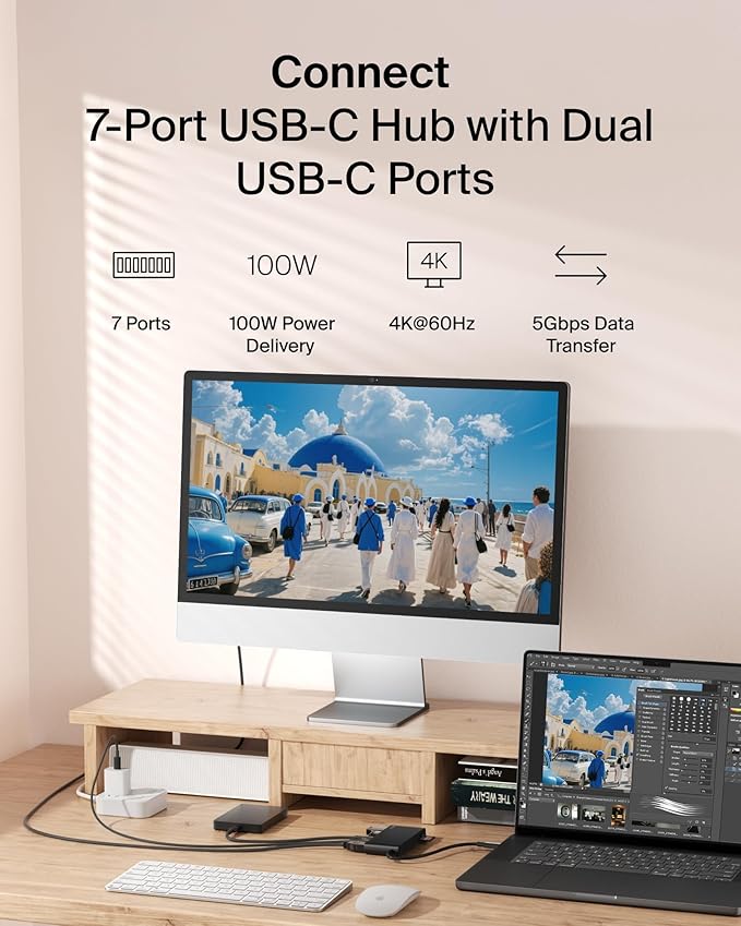 Belkin USB C Hub, 7-Port Hub w/ 4K HDMI Display @ 60Hz, SD & MicroSD, 100W - Image 2