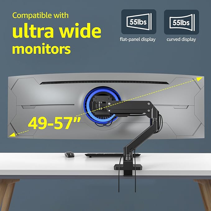 Heavy Duty Monitor Arm Aluminum Single Gas Spring Monitor Arm Suit - Image 4
