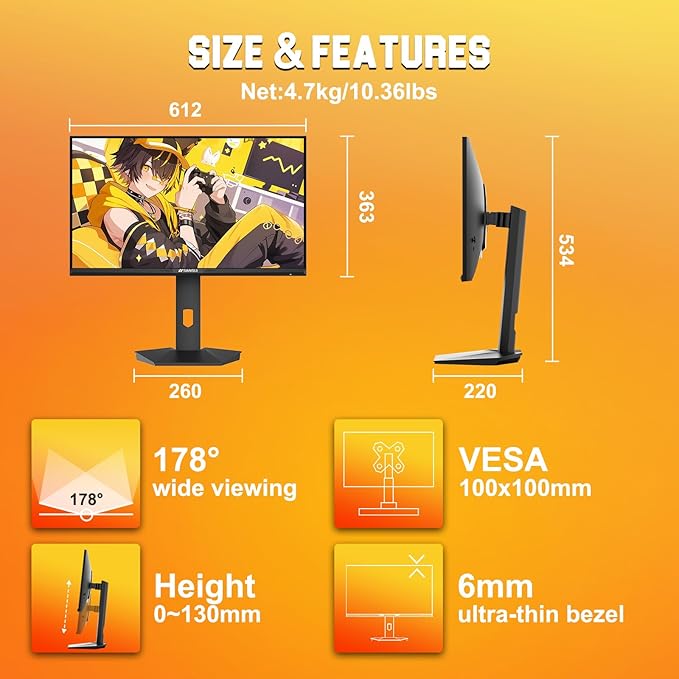 SANSUI 27 inch 1440p 300Hz 240Hz Gaming Monitor, WQHD Fast IPS 1ms Computer - Image 8