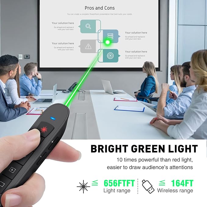 Presentation Clicker Green Laser Pointer, Rechargeable PowerPoint Clicker - Image 2