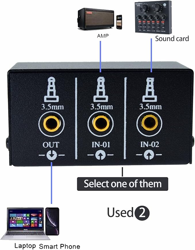 1/8" 1 in 2 Out or 2 in 1 Out Audio selector 3.5 mm TRS Stereo Channel 2 - Image 4