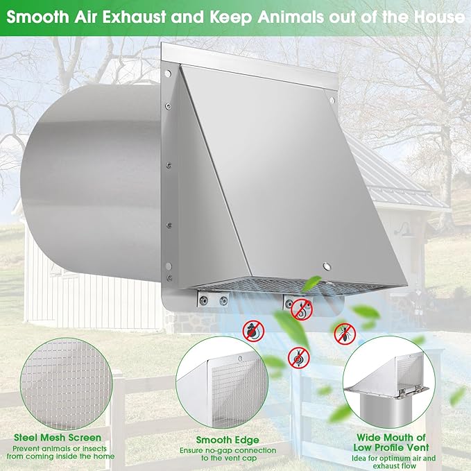 Dryer Vent Cover Outdoor 4 Inch, Dryer Vent Cover Outside, Exterior Hooded Wall - Image 3