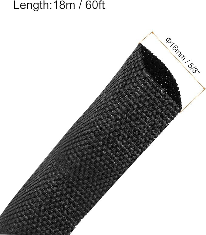 MECCANIXITY Braided Cable Sleeves Heat Shrinkable Fabric Sleeving, 5/8" 60ft - Image 2
