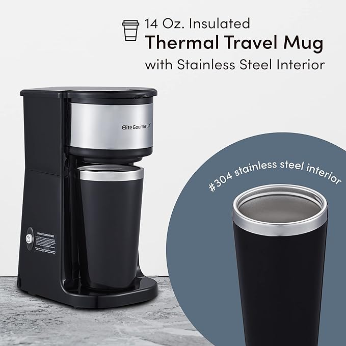 Elite Gourmet EHC-112B Personal Single-Serve Compact Coffee Maker Brewer - Image 2