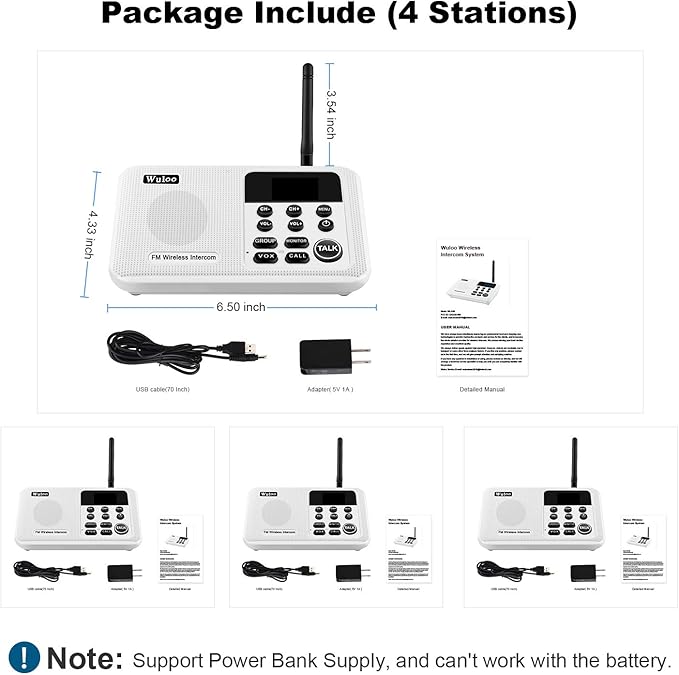 Wuloo Intercoms Wireless for Home 1 Mile Range 22 Channel 100 Digital Code - Image 7