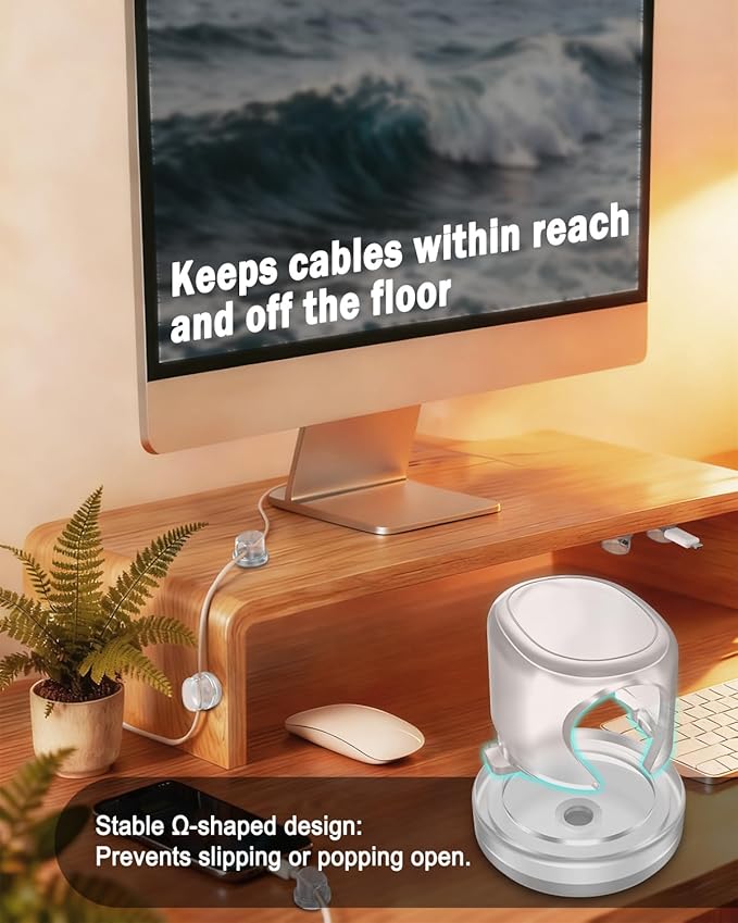 Rotatable Cord Organizer, Snap-Lock Cable Clips Phone Charger Cord Holder - Image 2