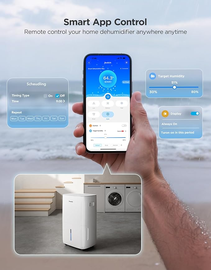 GoveeLife Dehumidifier for Home 4, 500 Sq.Ft, 50 to 137 Pint Smart Auto - Image 8