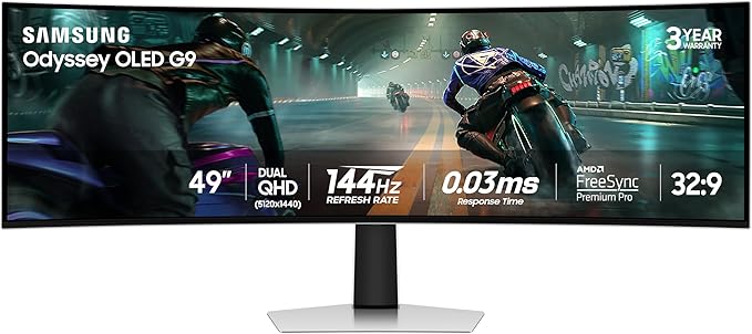Samsung 49" Odyssey OLED G9 Dual QHD QD-OLED G-Sync Compatible Curved Gaming by Samsung