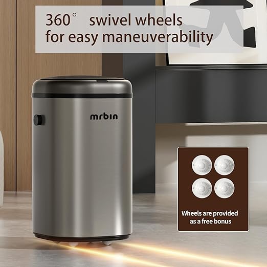 MRBIN Stainless Steel Adsorption Motion Sensor Trash Can Removable, 18L / - Image 5