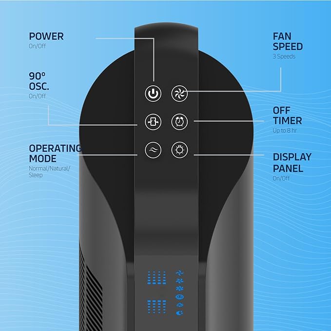 NEXAIR 42” Oscillating Tower Fan, 3 Speed Portable Fan Tower - Image 5