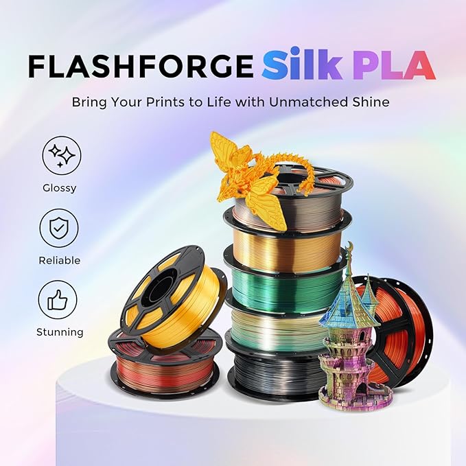 Flashforge 3D Printer Filament Silk PLA 1.75mm 1kg Spool-Dimensional Accuracy - Image 2