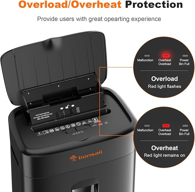 Bonsaii 100 Sheets Auto Feed Paper Shredder, Micro-Cut Heavy Duty Shredder / - Image 7