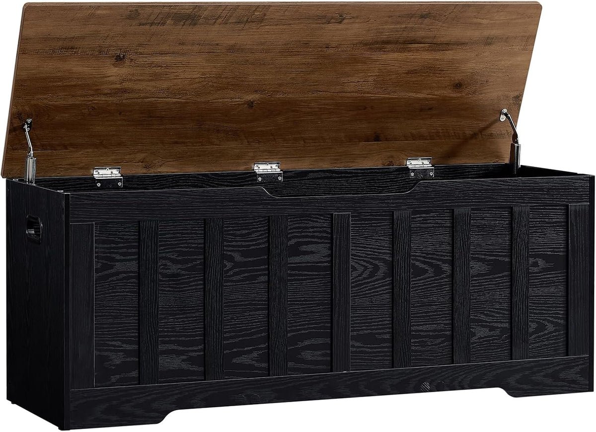 vankiley 47.2" storage chest extra large, storage bench.(black+brown), main product view