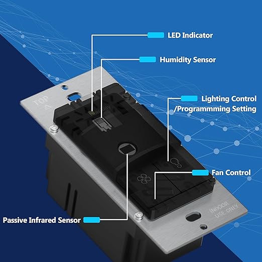 LIDER Humidity Sensor Switch and Motion Sensor Light Switch, PIR Sensor - Image 5