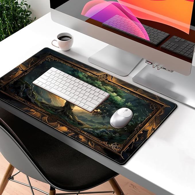 Mystical Green Tree Large Gaming Mouse Pad Forest Tree of Life Deskpad Mat XXL - Image 3