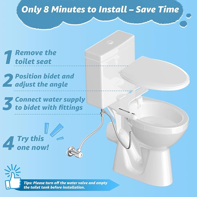 Ultra-Slim Bidet Attachment for Toilet, Non-Electric Dual Nozzle, Adjustable - Image 5