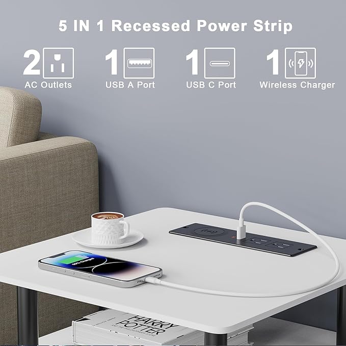 Recessed Power Strip with 15W Wireless Charger, Haiaoyyds Flush Mount Power - Image 2