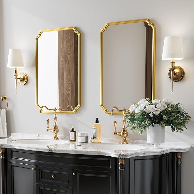 22x34 Inch Gold Bathroom Mirror, Metal Framed Wall Mirror - Image 3