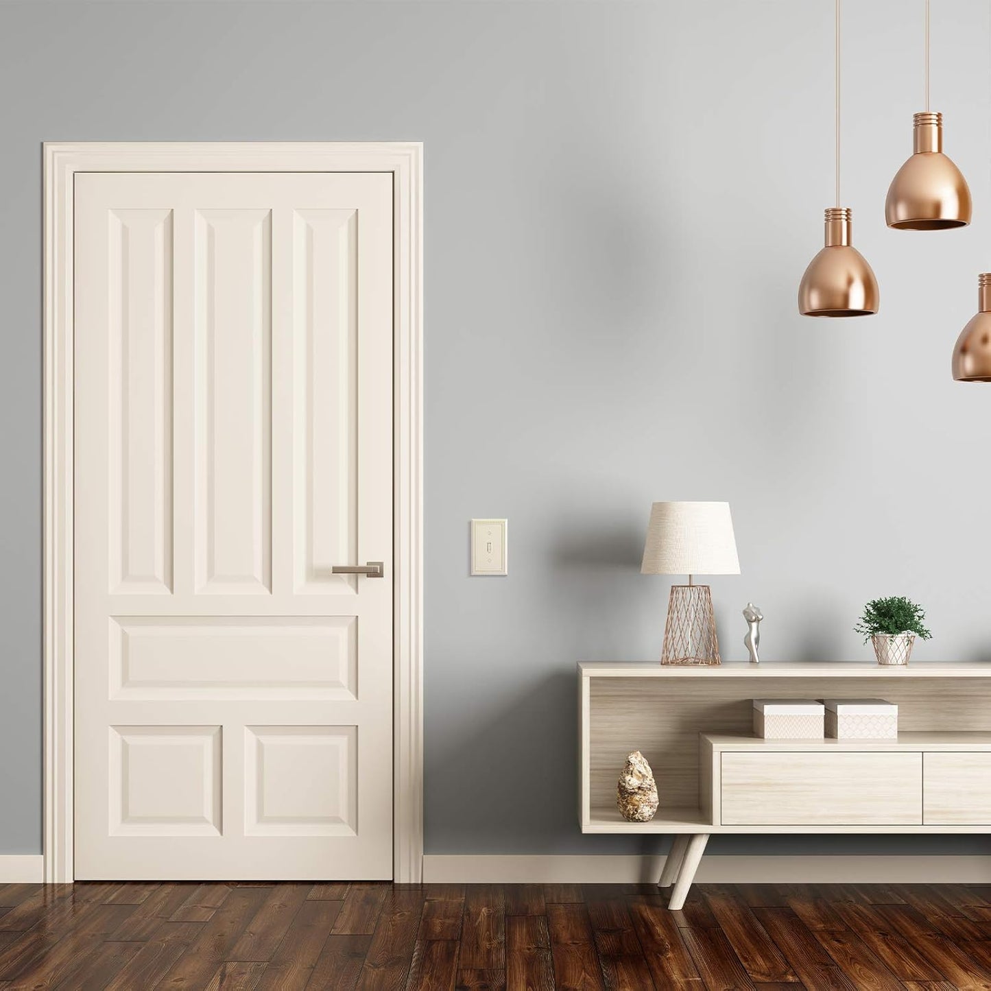 Sunken Pearls Heavy Duty Decorative Wall Plate Switch Plate Outlet Cover, Durable Solid Zinc Alloy (Single Toggle 2PK, Light Almond)