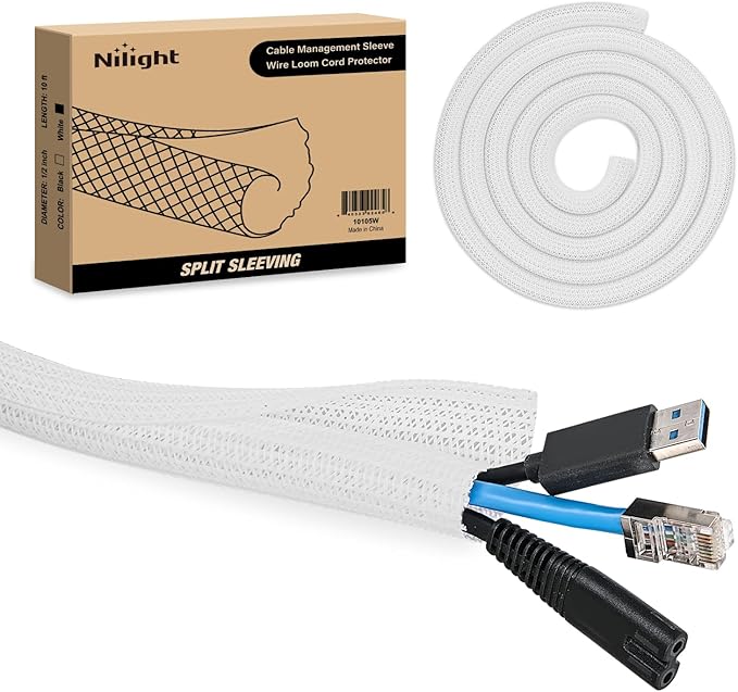 Nilight Cable Sleeve, 10ft-1/2inch Cord Management Sleeves, Braided Sleeving by Nilight