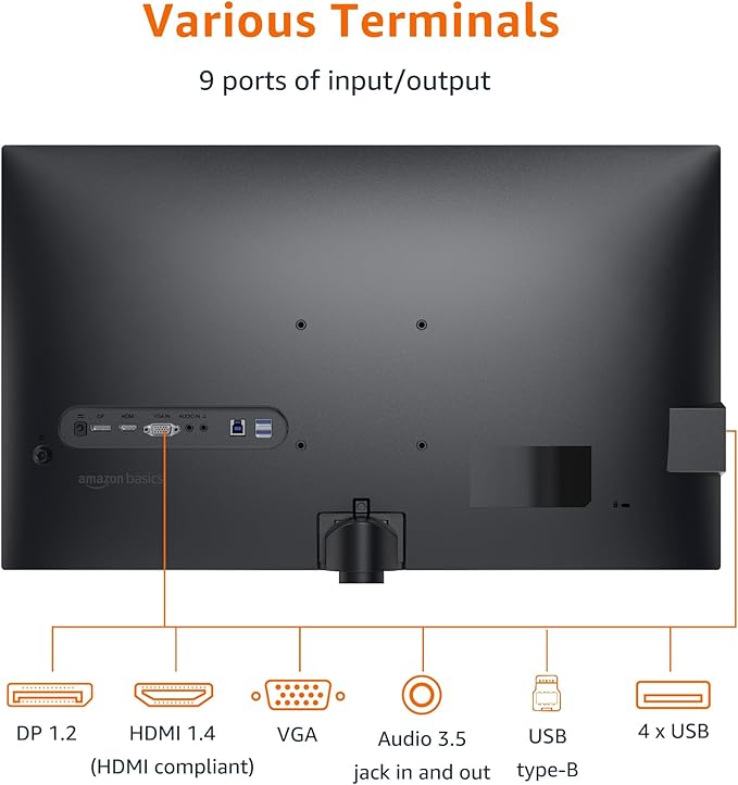 Amazon Basics 27 inch Monitor, FHD 1080P, Max 100Hz, VESA Compatible, Built-in - Image 3