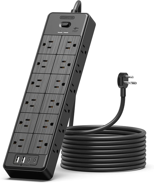 24 Widely Outlets Extension Cord 10 Ft NTONPOWER 15A/1875W Power Strips by NTONPOWER