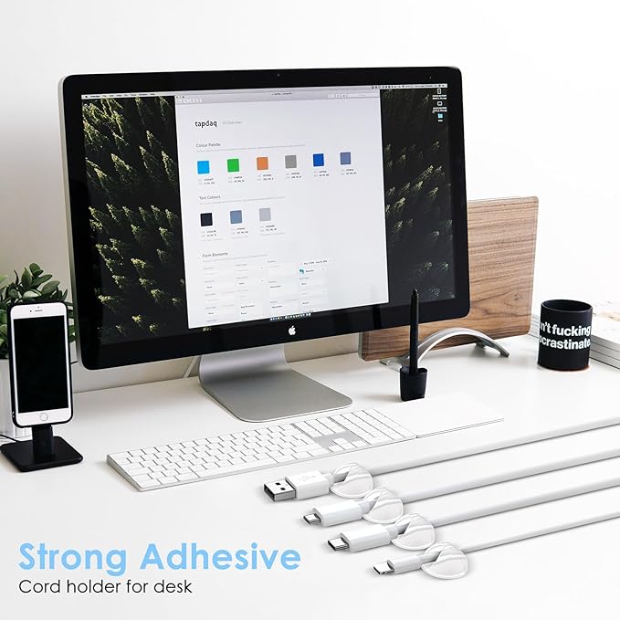 12 Pack Cable Clips, Znben Clear Cord Organizer Holder Adhesive Cord Management - Image 5