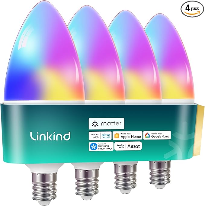 Linkind Matter Smart Bulbs, E12 Led Bulb Works by Linkind