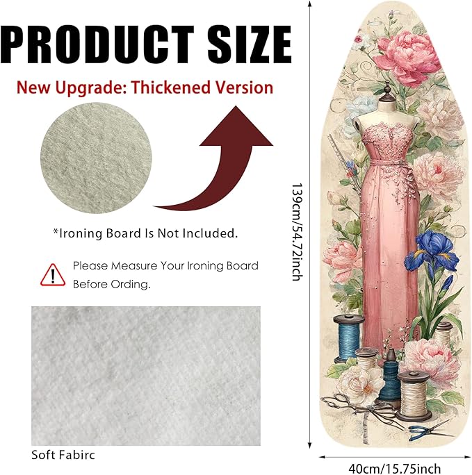 Nuxovilar Ironing Board Cover Needle Cotton 15x54 Inches | Ironing Board Cover - Image 3