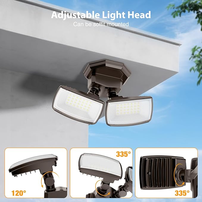Onforu 3200LM Flood Lights Outdoor, 32W 6500K LED Security Light Switch - Image 5