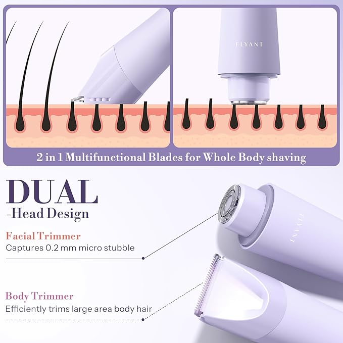 Bikini Trimmer for Women, Flyant 2 in 1 Electric Shaver for Women, Pubic Hair - Image 2