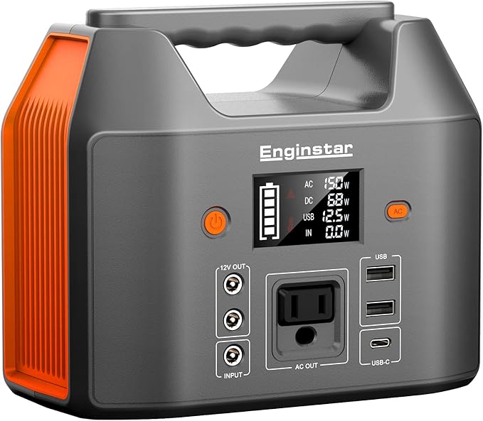 EnginStar Portable Power Station 150W 155Wh Solar Generator 110V 42000mAh by ENGINSTAR
