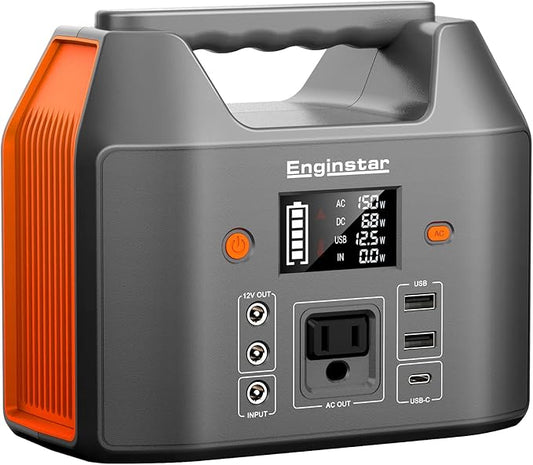 EnginStar Portable Power Station 150W 155Wh Solar Generator 110V 42000mAh by ENGINSTAR