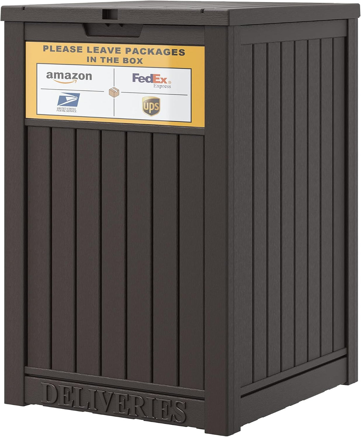 lhbgo package delivery box for outside with sign shown in use