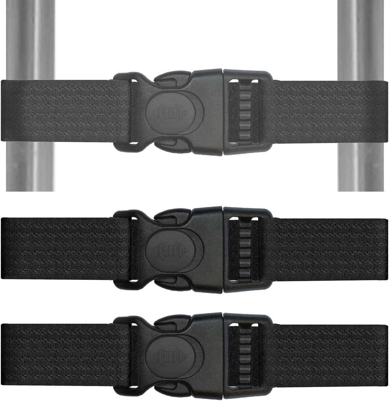 2 Pack Baby Safety Lock Strap, Middle Sliding Button with Dual Protection, Fits Kitchen French Door Refrigerators/Cabinets/RV Doors, Damage-Free Installation