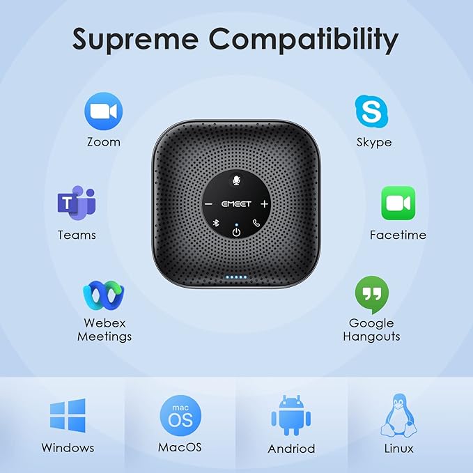 EMEET Conference Speakerphone M0 Plus, 4 AI Mics 360° Voice Pickup, Noise - Image 7
