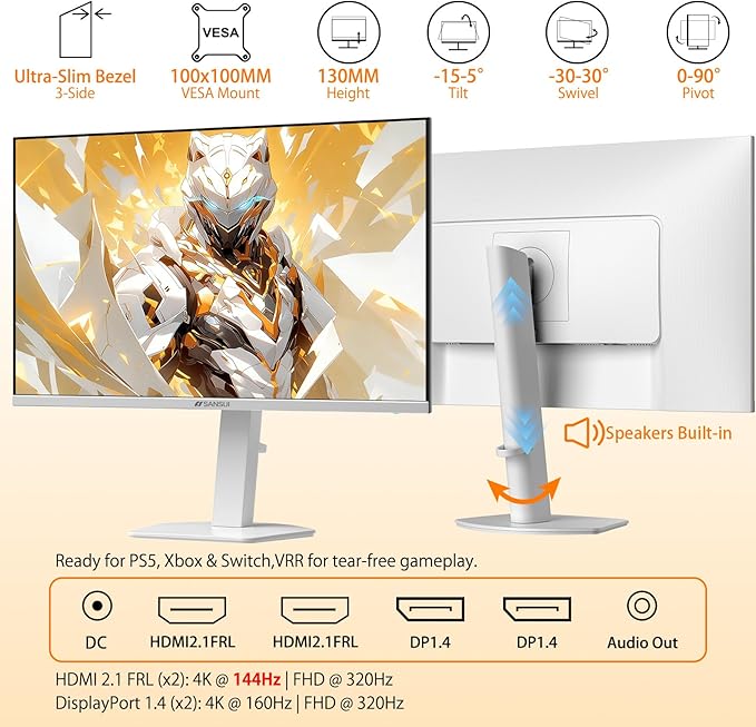 SANSUI 27" 4K Gaming Monitor, UHD 160Hz or FHD 320Hz Dual Mode PC Monitor- Fast - Image 9