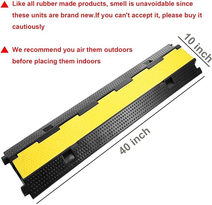 Reliancer 3 Pack Dual Channel Rubber Cable Protector Ramp 2 Channel Traffic - Image 7